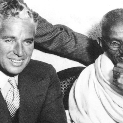 Chaplin y Mahatma Gandhi